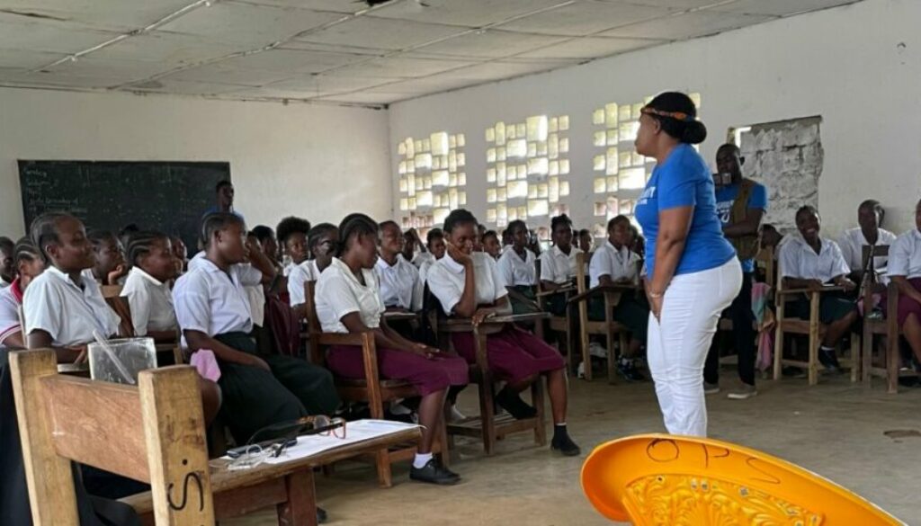 Liberia 11 Girls listen to Mrs. Barclay’s story