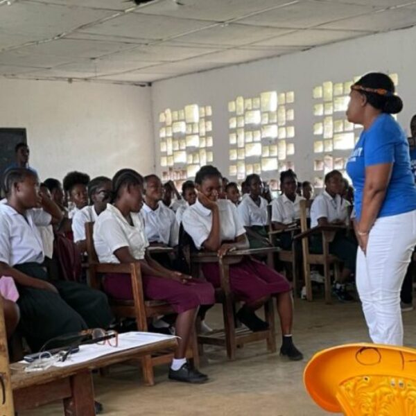 Liberia 11 Girls listen to Mrs. Barclay’s story